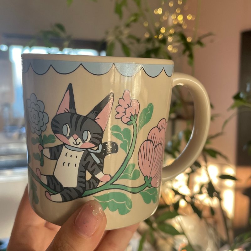 猫兔花痴图案马克杯 - 咖啡杯/马克杯 - 陶 多色
