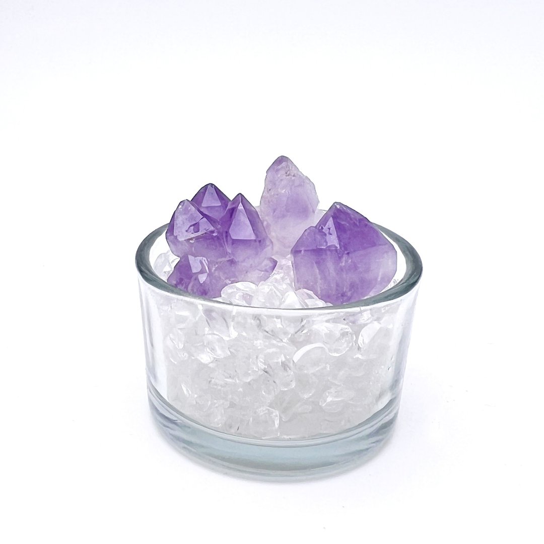 花欉。  一图一物 办公疗愈 水晶盆栽 组合 l 巴西紫水晶花花 l - 摆饰 - 水晶 多色