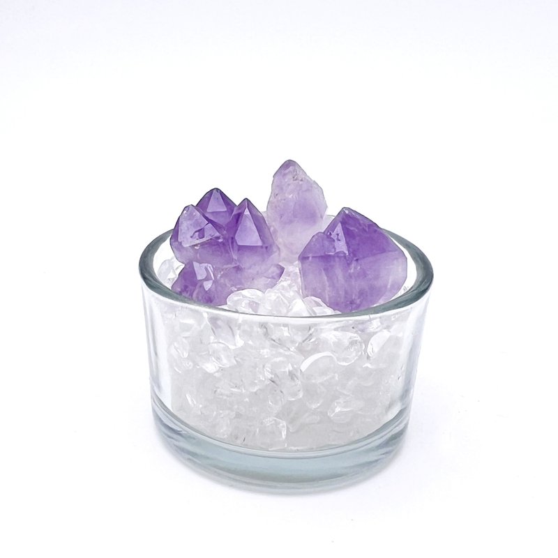 花欉。  一图一物 办公疗愈 水晶盆栽 组合 l 巴西紫水晶花花 l - 摆饰 - 水晶 多色