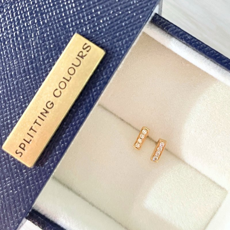 Beyond Tourmalines - 6x2mm 天然 18k黄金钻石耳环 - 耳环/耳夹 - 贵金属 