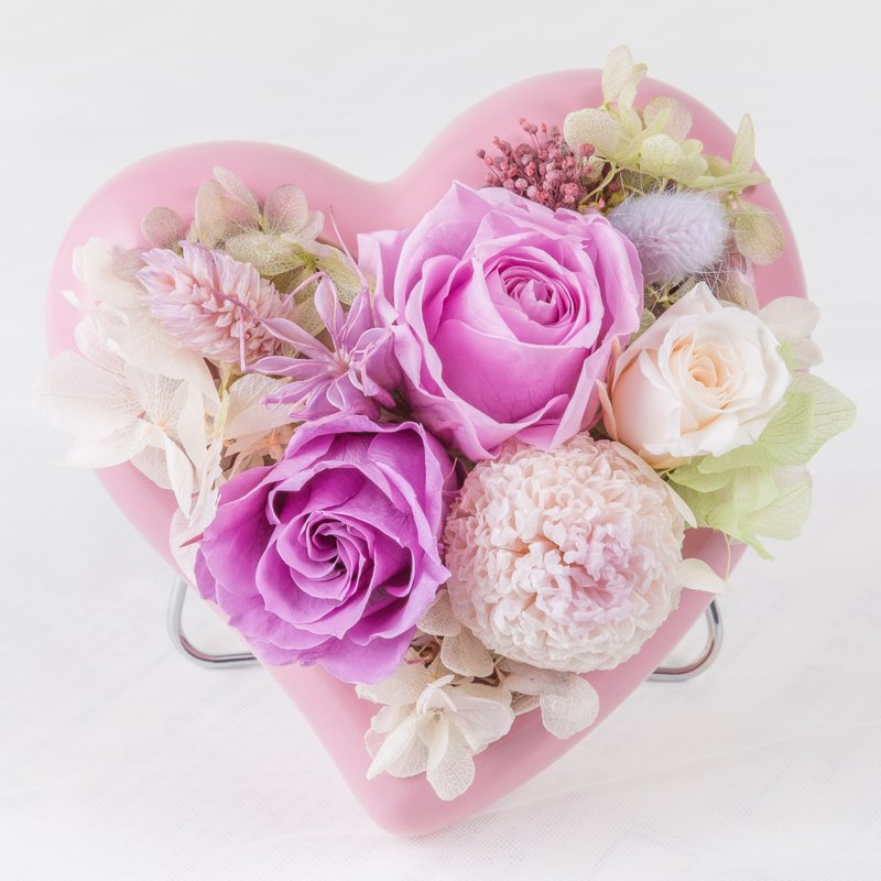 情人节礼物花束 暖心浪漫告白心型花礼七夕情人节花束中秋礼盒送 - 干燥花/捧花 - 植物．花 粉红色