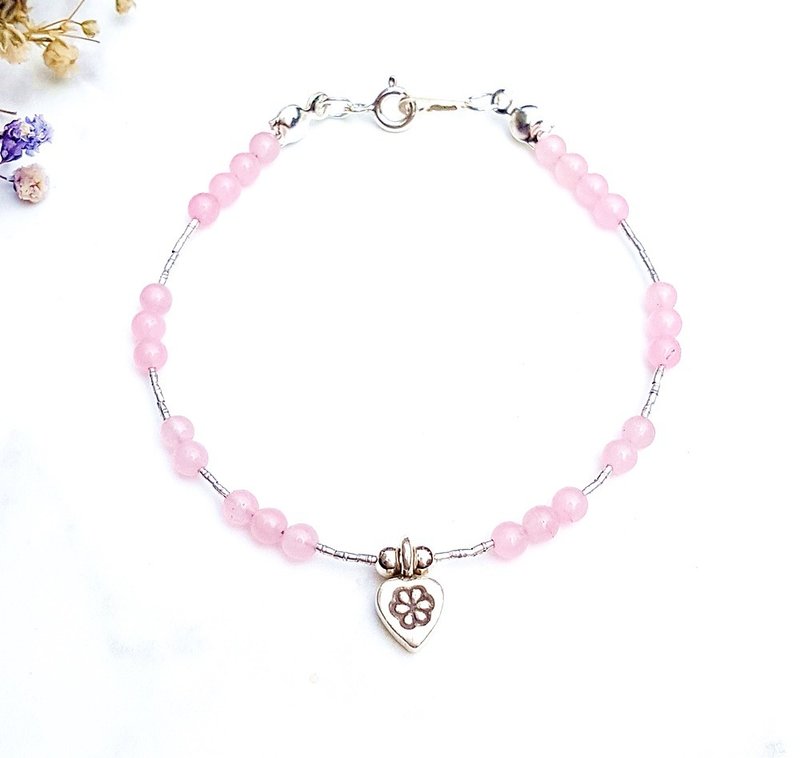 12星座守护石-水瓶座 Aquarius 马达加斯加粉晶 925纯银手链   - 手链/手环 - 宝石 粉红色