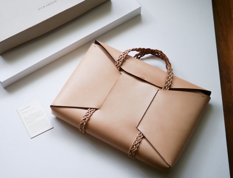 编织系列 | 公文包 Mitolik Briefcase 13寸 - 公文包/医生包 - 真皮 卡其色