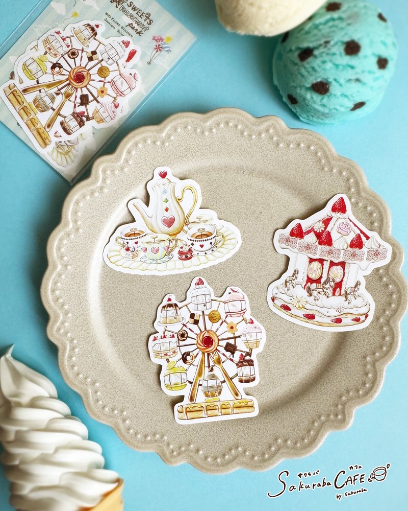 甜点游乐园 大尺寸贴纸 - 贴纸 - 防水材质 多色