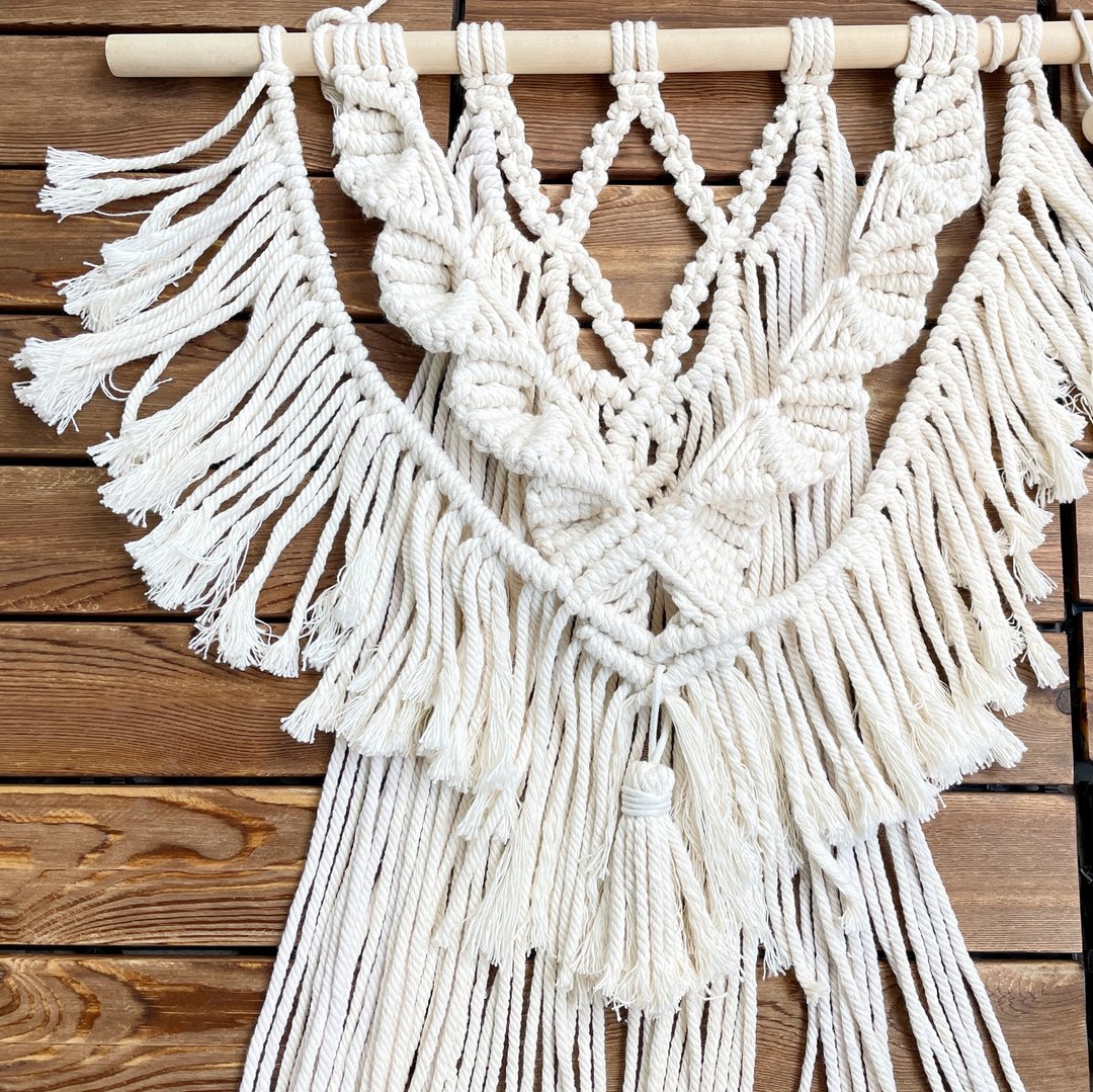 Macrame 挂毯【  Macrame Wall Hanging 】贝贝相连 - 墙贴/壁贴 - 棉 