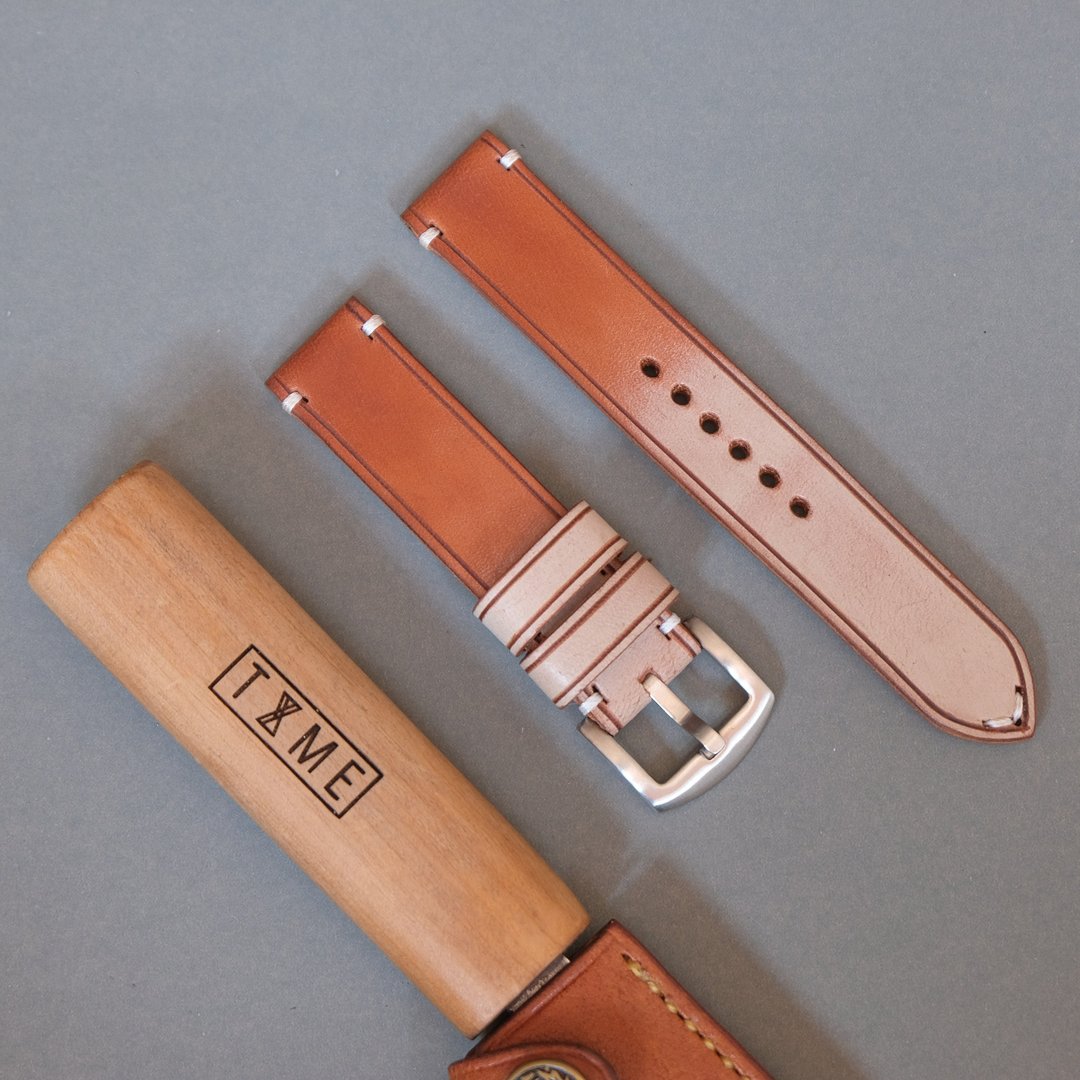 Genuine leather watch strap The cloud model uses Oak-bark tanned bridle leather. - 表带 - 真皮 咖啡色