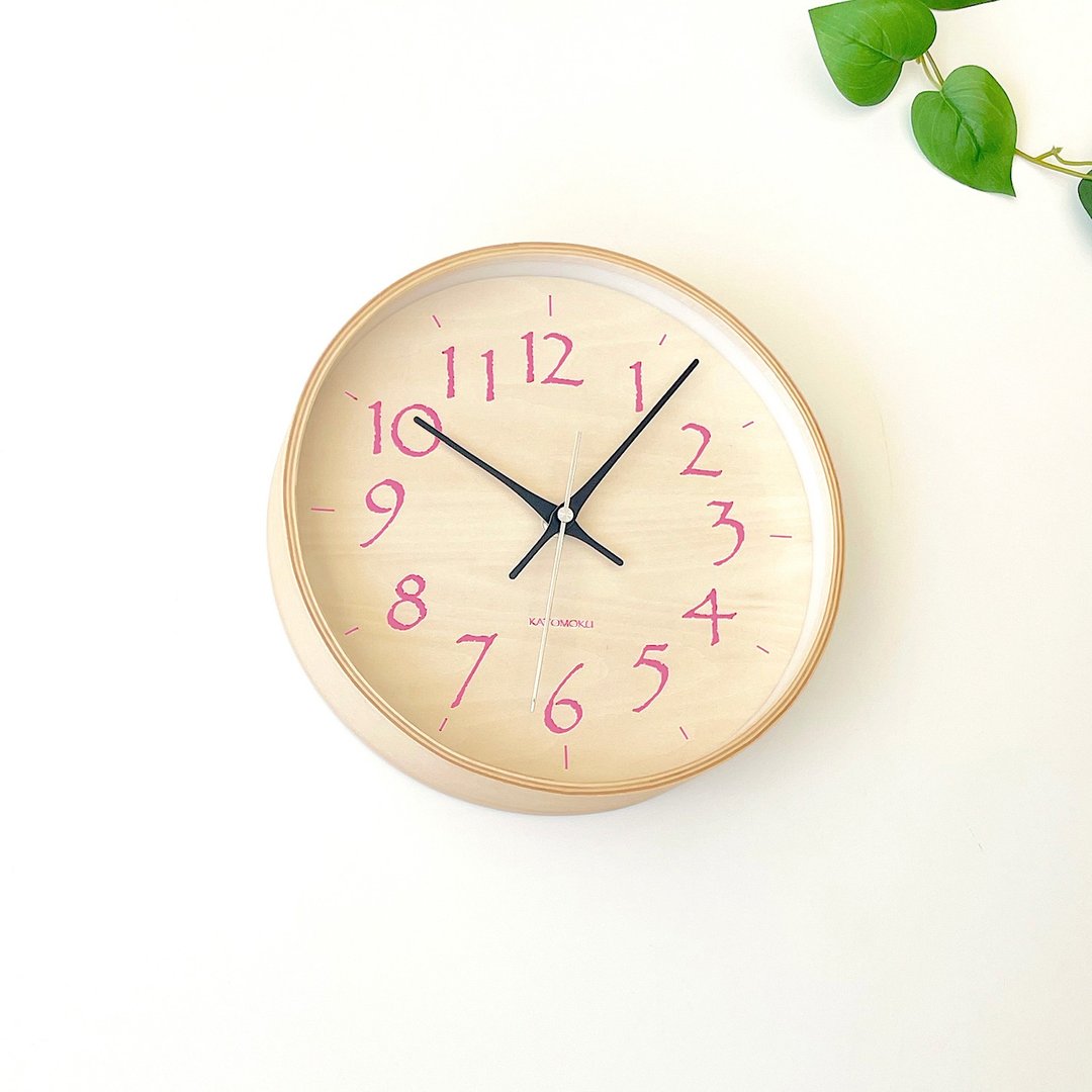 KATOMOKU plywood clock 21 M尺寸 浅粉色 (km-120LP) 挂钟 日本 - 时钟/闹钟 - 木头 粉红色