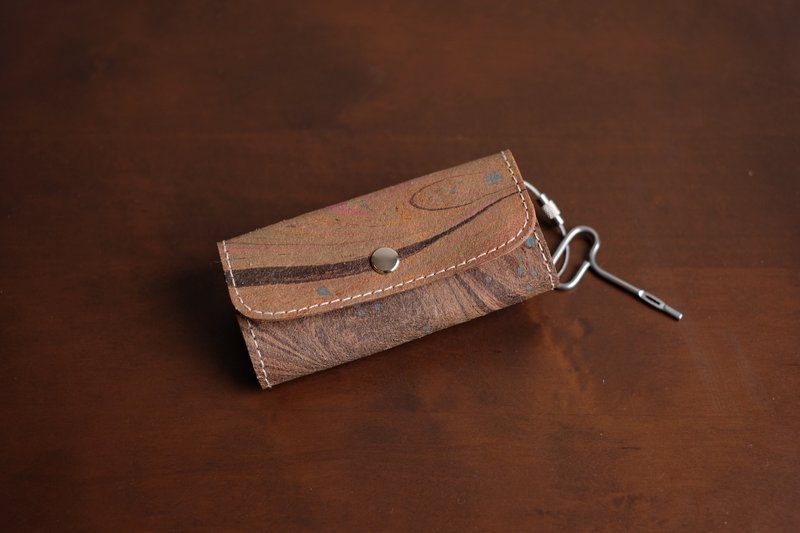 皮革钥匙包 手染皮革 独一无二 - 钥匙链/钥匙包 - 真皮 黄色