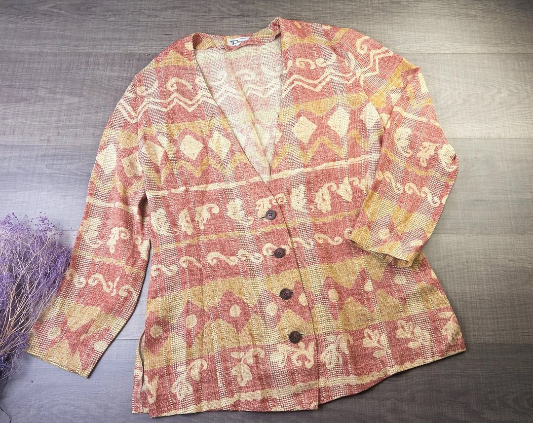 加大码 | 女士长袖上衣西装外套 | 女士复古服装 - 女装衬衫 - 其他材质 橘色