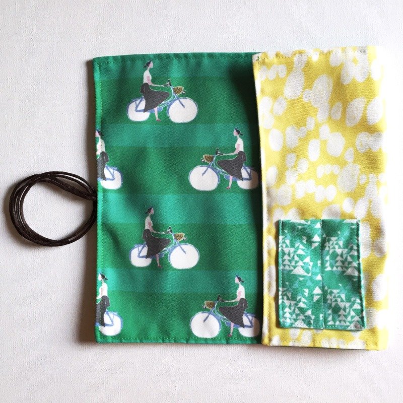好想去野餐 旅行餐垫 野餐餐具收纳袋-脚踏车 环保筷收纳卷 - 餐垫/桌巾 - 其他材质 绿色