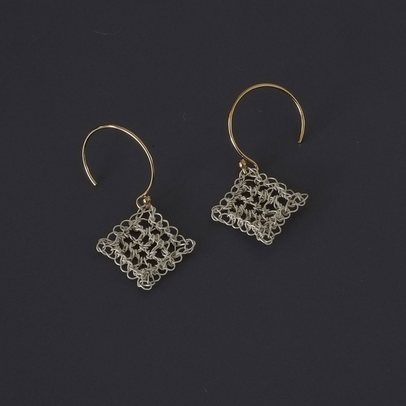 方块耳环 - 耳环/耳夹 - 其他金属 白色