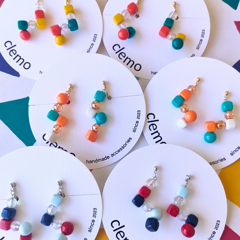 圆方石【耳针/耳夹】 - 耳环/耳夹 - 其他材质 多色