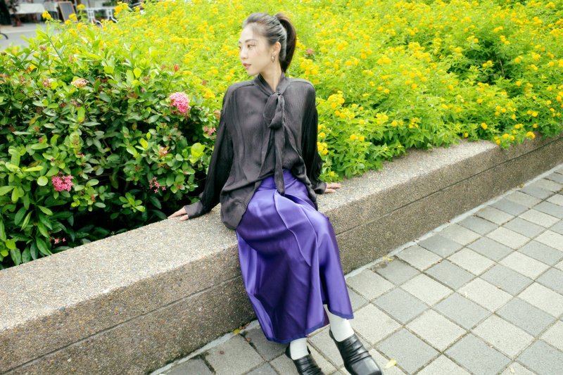 UUIN   _ 黑领巾衬衫 - 女装衬衫 - 丝．绢 黑色