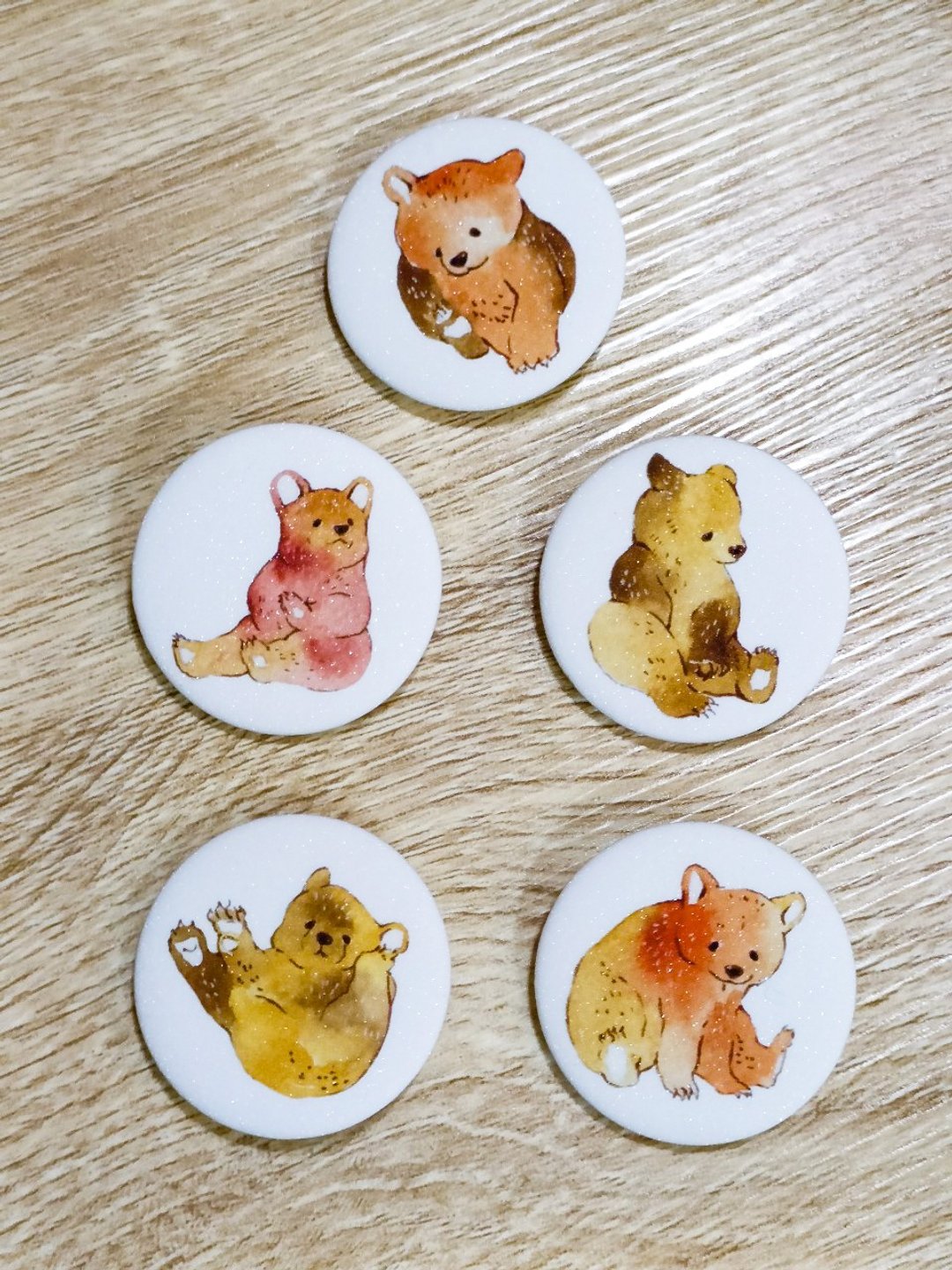 棕熊/小熊/泰迪/熊猫动物闪膜别针 - 徽章/别针 - 其他材质 多色