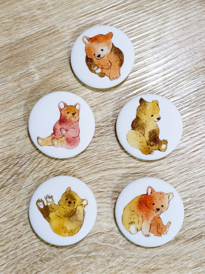 棕熊/小熊/泰迪/熊猫动物闪膜别针 - 徽章/别针 - 其他材质 多色
