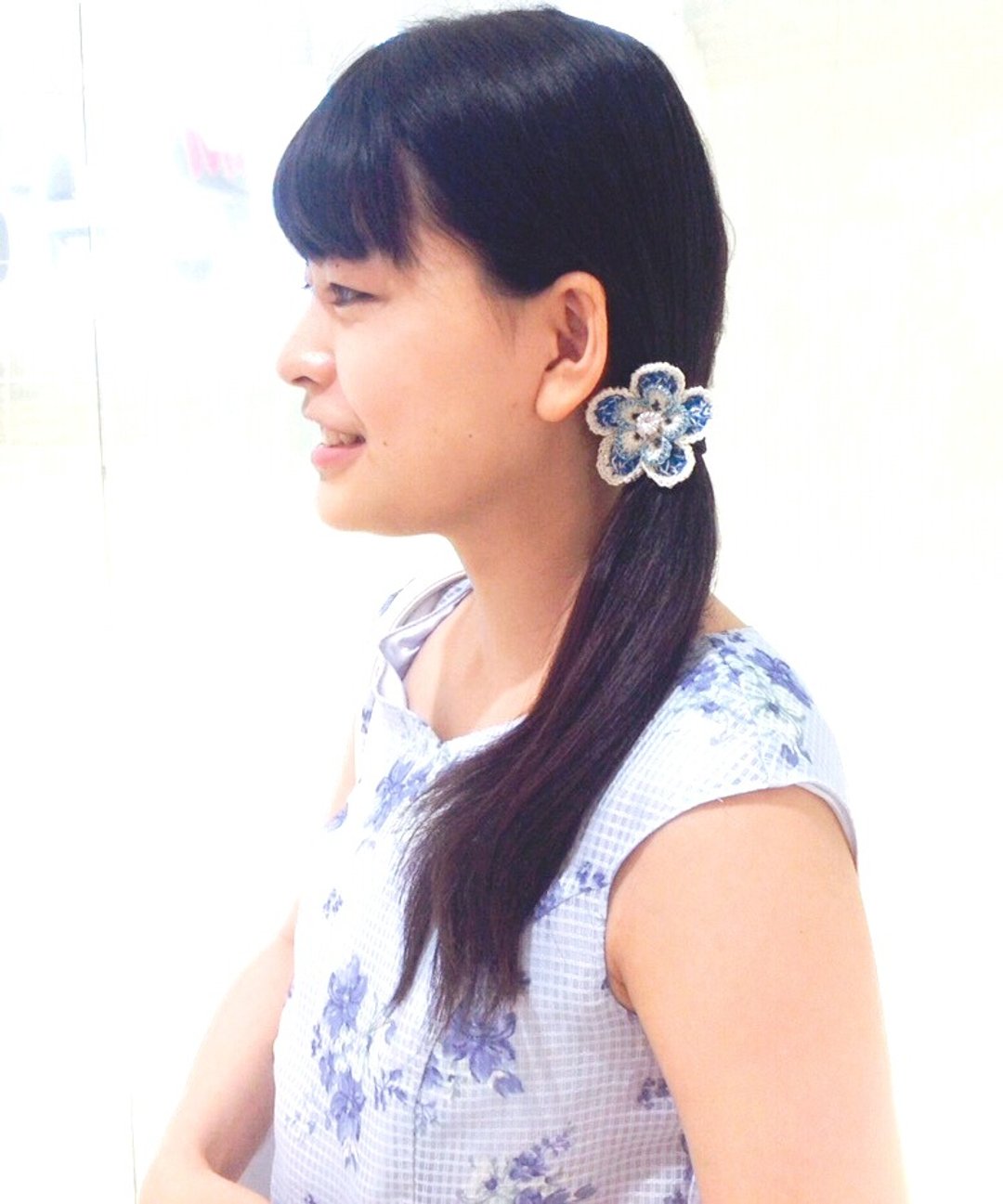 Glittering ☆ flower motif hair gel yellow - 发饰 - 棉．麻 黄色