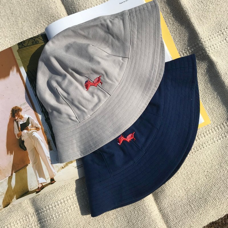 冥河龙圆顶钟形渔夫帽 - 帽子 - 棉．麻 蓝色