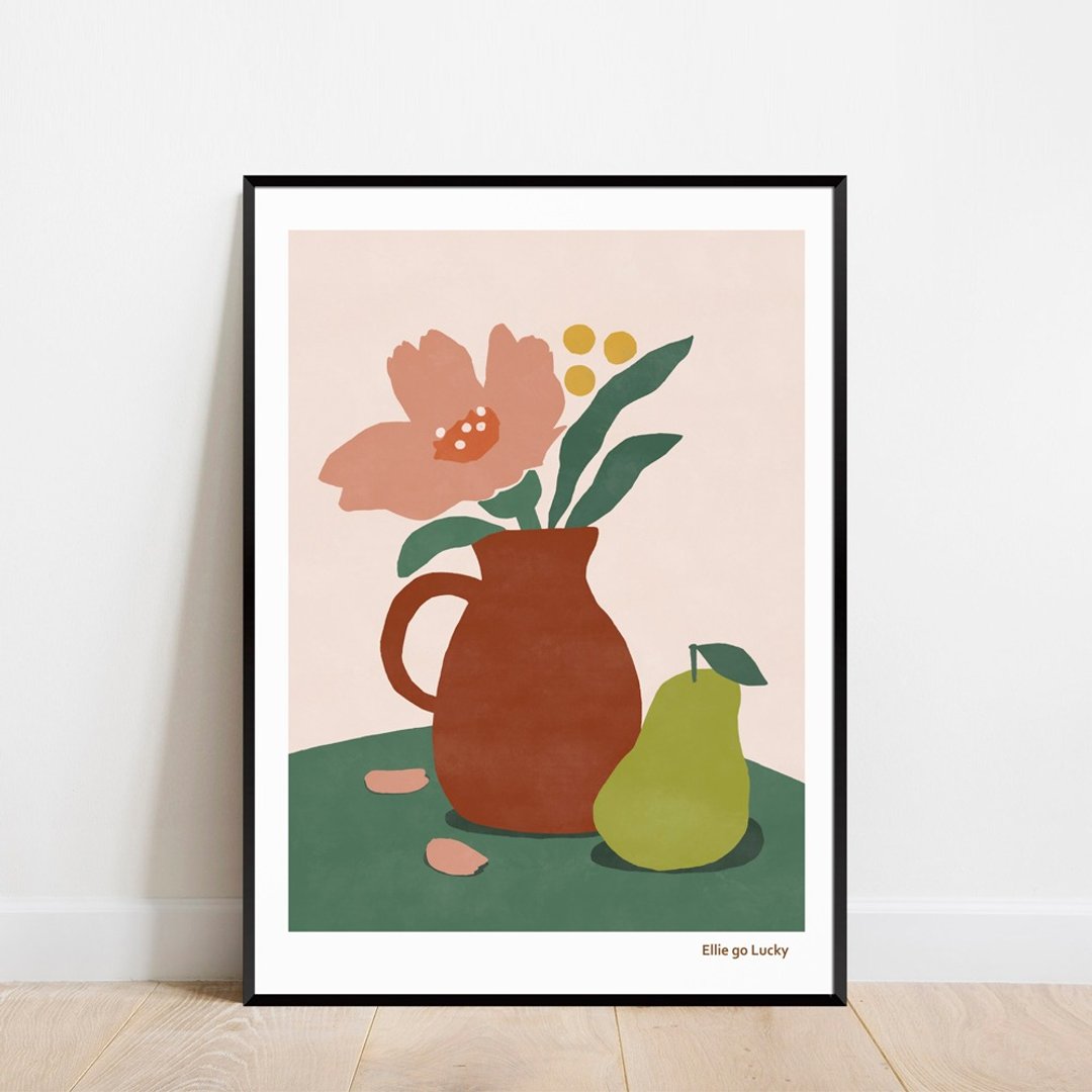 艺术印刷品/牡丹花/插画海报A3,A2 - 海报/装饰画/版画 - 纸 咖啡色