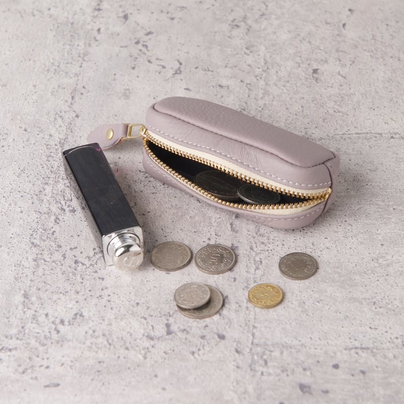 迷你拉链钱包 Mini Zipper Pouch / 粉藕 Pale Mauve - 零钱包 - 真皮 紫色