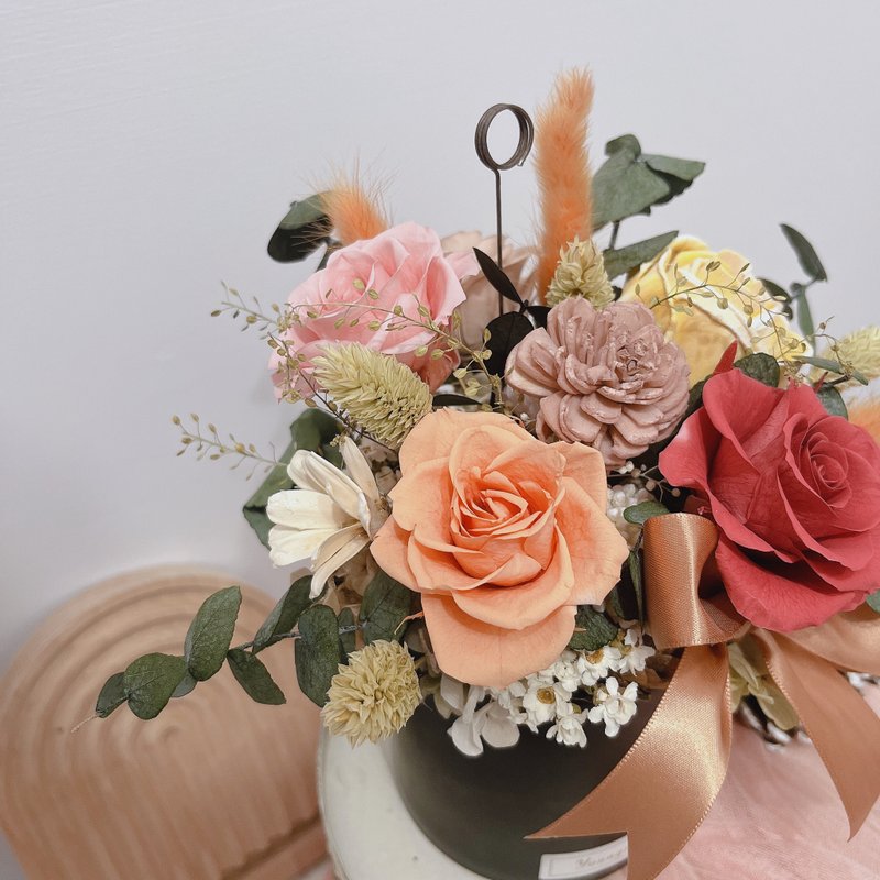开幕盆花/永生花盆花/暖色调/入厝礼 - 干燥花/捧花 - 植物．花 橘色
