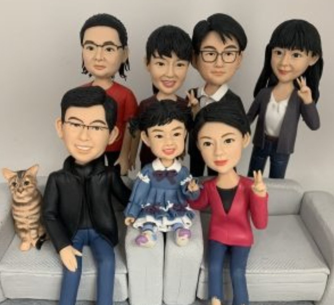 【定制家庭人偶套装】全家福 丨毛孩同框丨大家庭丨 宠物家族 - 玩偶/公仔 - 粘土 多色