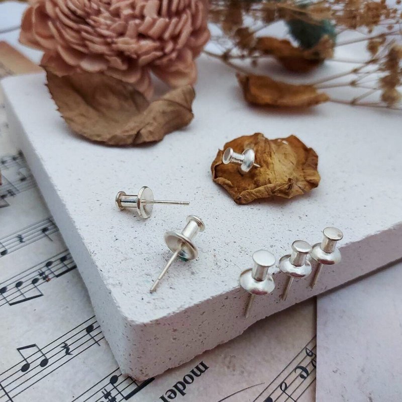 999纯银 不逝 大头针个性耳饰(可改夹) - 耳环/耳夹 - 纯银 银色