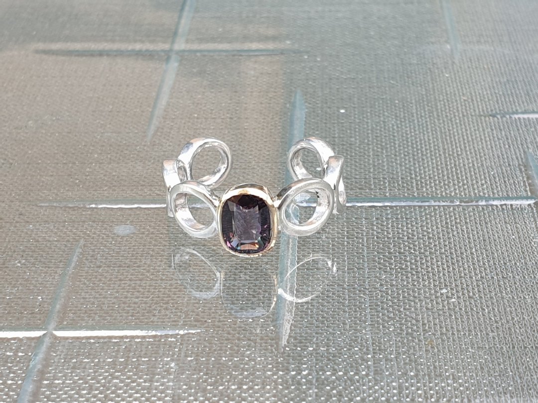 Oˋre Jewelry 设计师款 天然紫水晶戒指 925纯银 K金镶口 可客订 - 戒指 - 宝石 