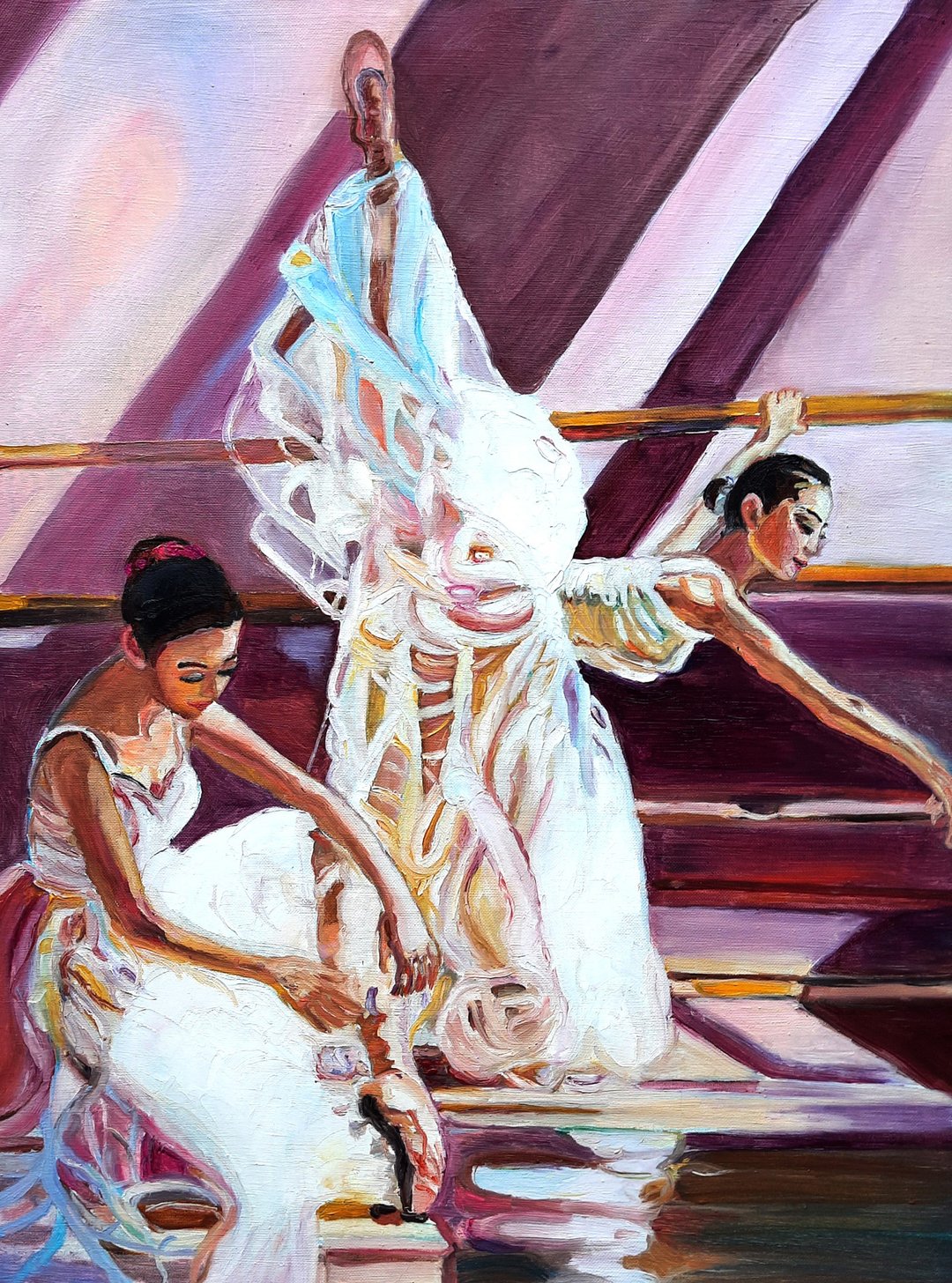 油畫原作 Ballerina Art Original Painting  手工油畫  油畫 Oil On Canvas  Wall Decor - 墙贴/壁贴 - 其他材质 紫色