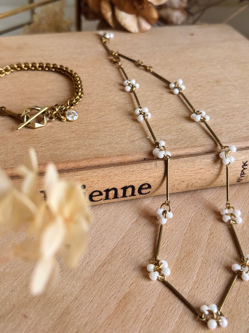 黄铜水滴珠项链 颈链 锁骨链 3段长度选择 - 项链 - 铜/黄铜 