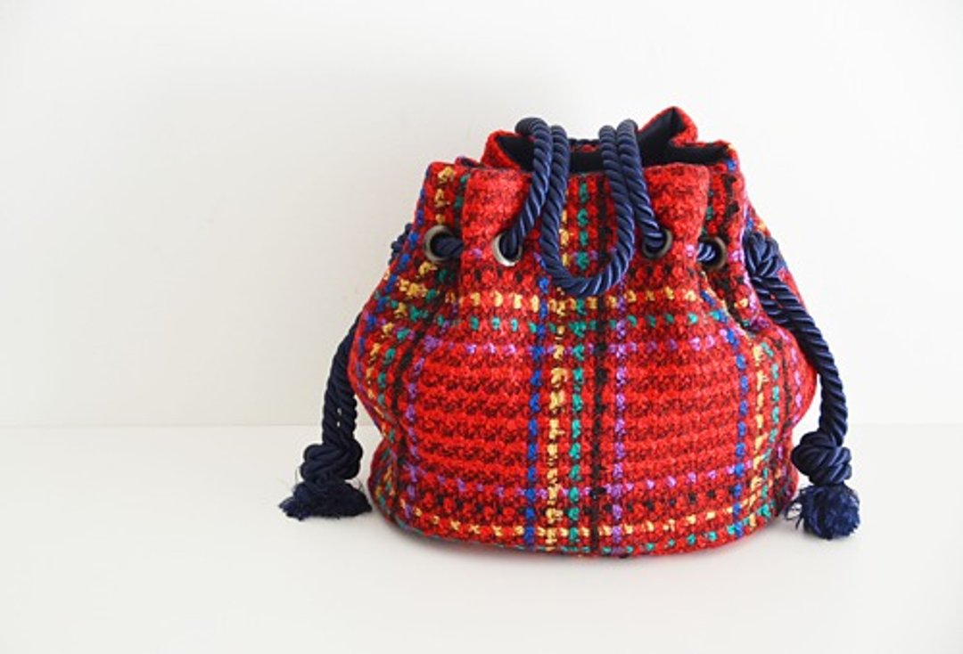 New! 2way Italian Fancy Tweed Marine Bag Red - 侧背包/斜挎包 - 棉．麻 