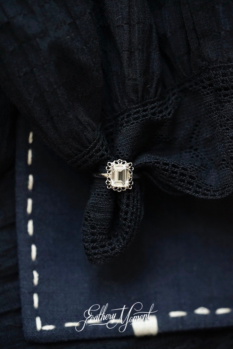 白托帕冰糖925银戒指蕾丝花边借出款宝石戒指大方简约 - 戒指 - 银 