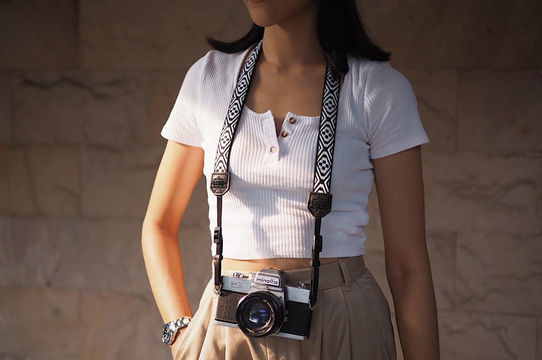 Black & White Navajo style  / SMALL SIZE / CAMERA STRAP by YESIDID - 相机背带/脚架 - 人造皮革 黑色