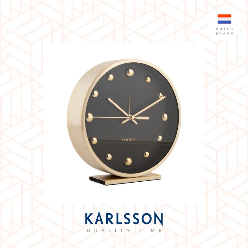 荷兰Karlsson, Alarm clock Shiny Dots aluminium black w. gold - 时钟/闹钟 - 其他金属 黑色