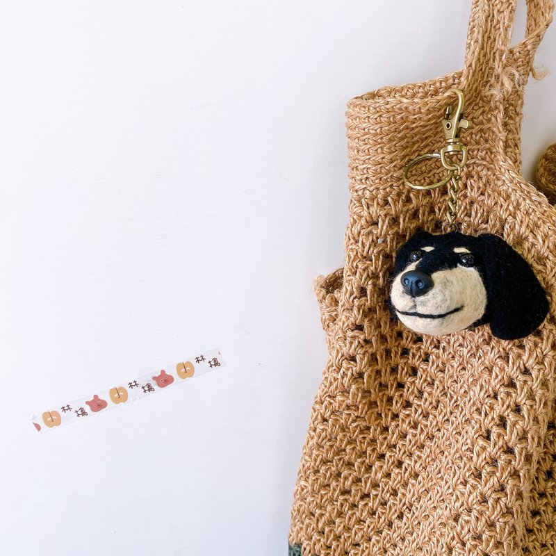 腊肠狗羊毛毡钥匙圈 - 钥匙链/钥匙包 - 羊毛 黑色