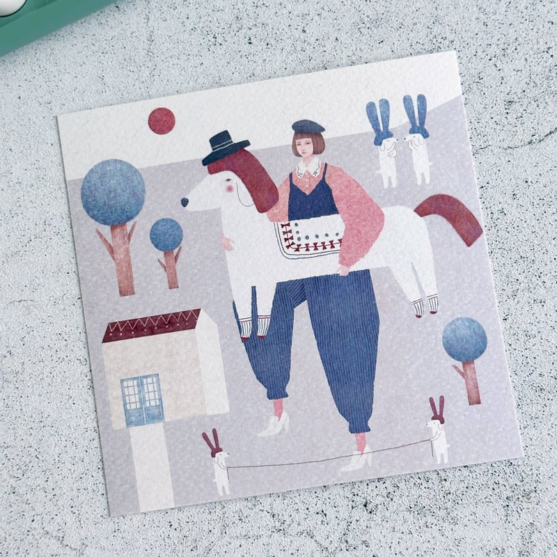 方形卡片 |我有一只小狗马 - 卡片/明信片 - 纸 