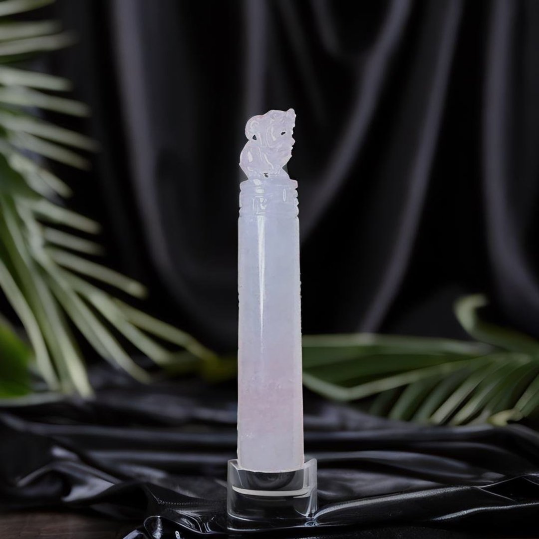 【招财神兽】冰种翡翠貔貅圆印章|天然缅甸玉翡翠A货| 送礼 - 印章/印台 - 玉石 透明