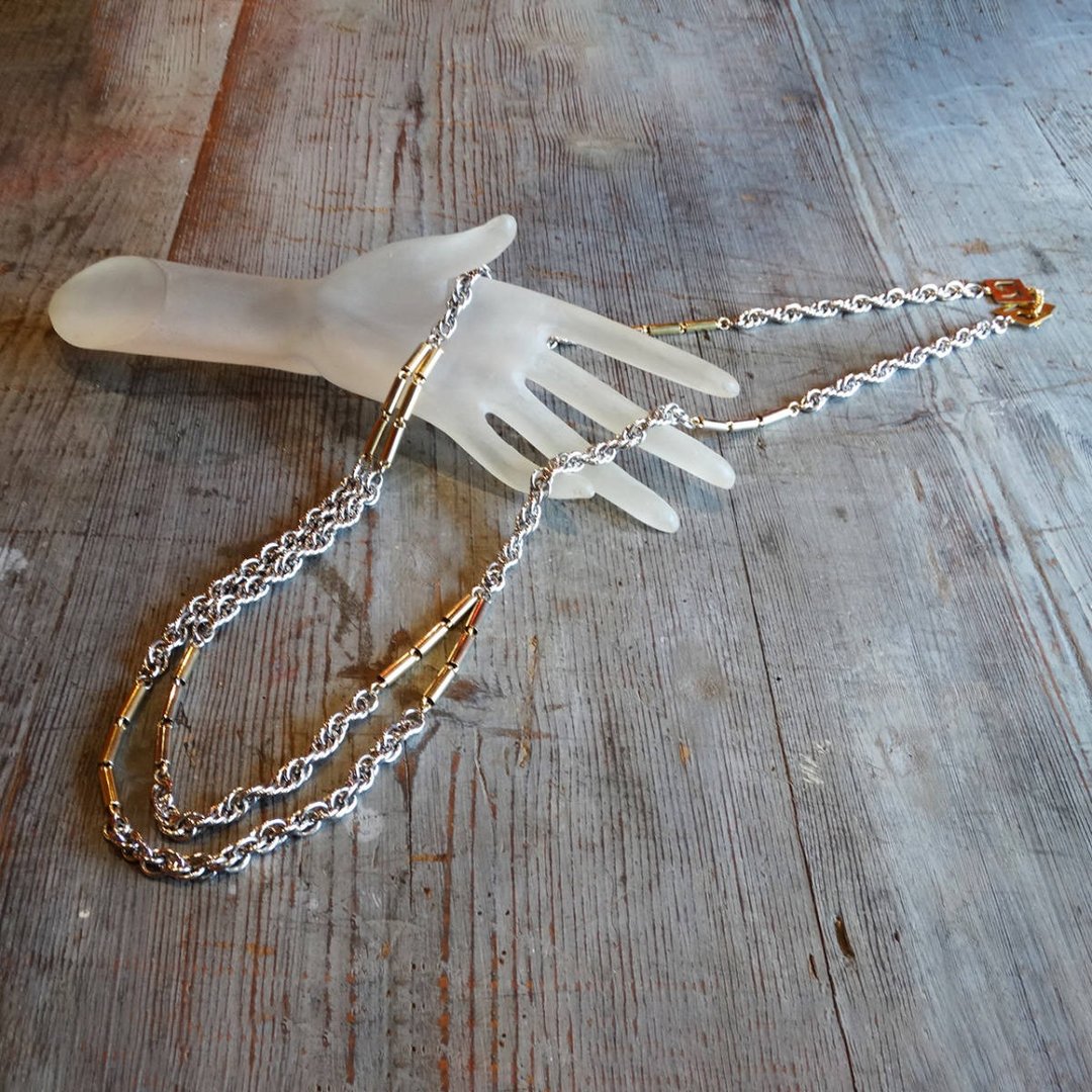 Pierre Cardinvintage double strand chain long necklace - 项链 - 其他金属 银色