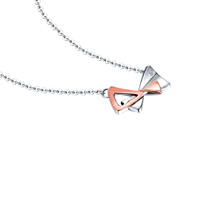 【绝版特惠】钻石14K金项链  Pretty 女孩 - 项链 - 钻石 银色