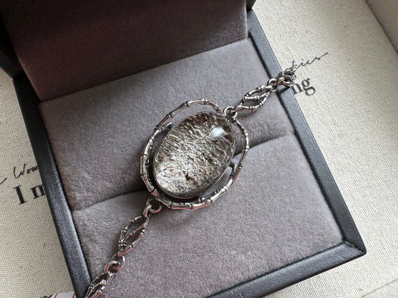 彩铁、绿幽灵共生 925银造型银手链 - 手链/手环 - 水晶 