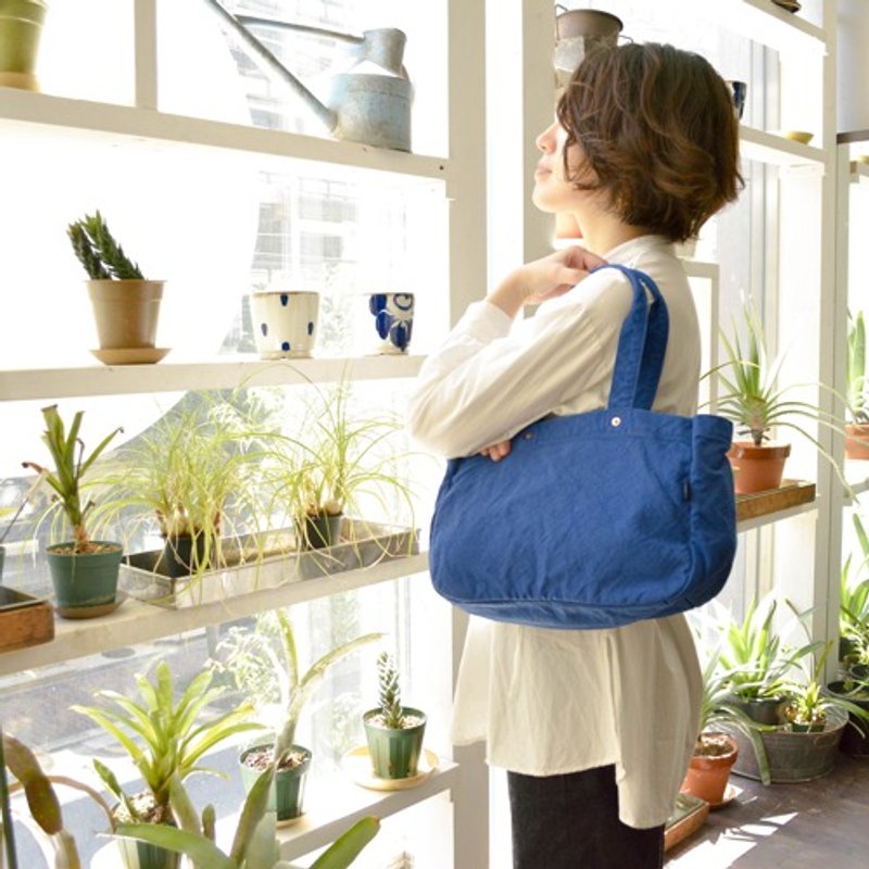 Zip Tote [Ruri] (VC-23) - 手提包/手提袋 - 棉．麻 蓝色