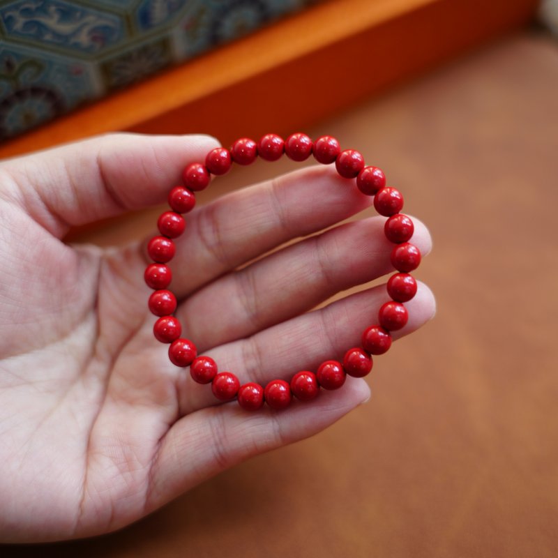 朱砂素圈手串 去繁就简 回归至臻本心 素心日常叠戴 - 手链/手环 - 其他材质 红色