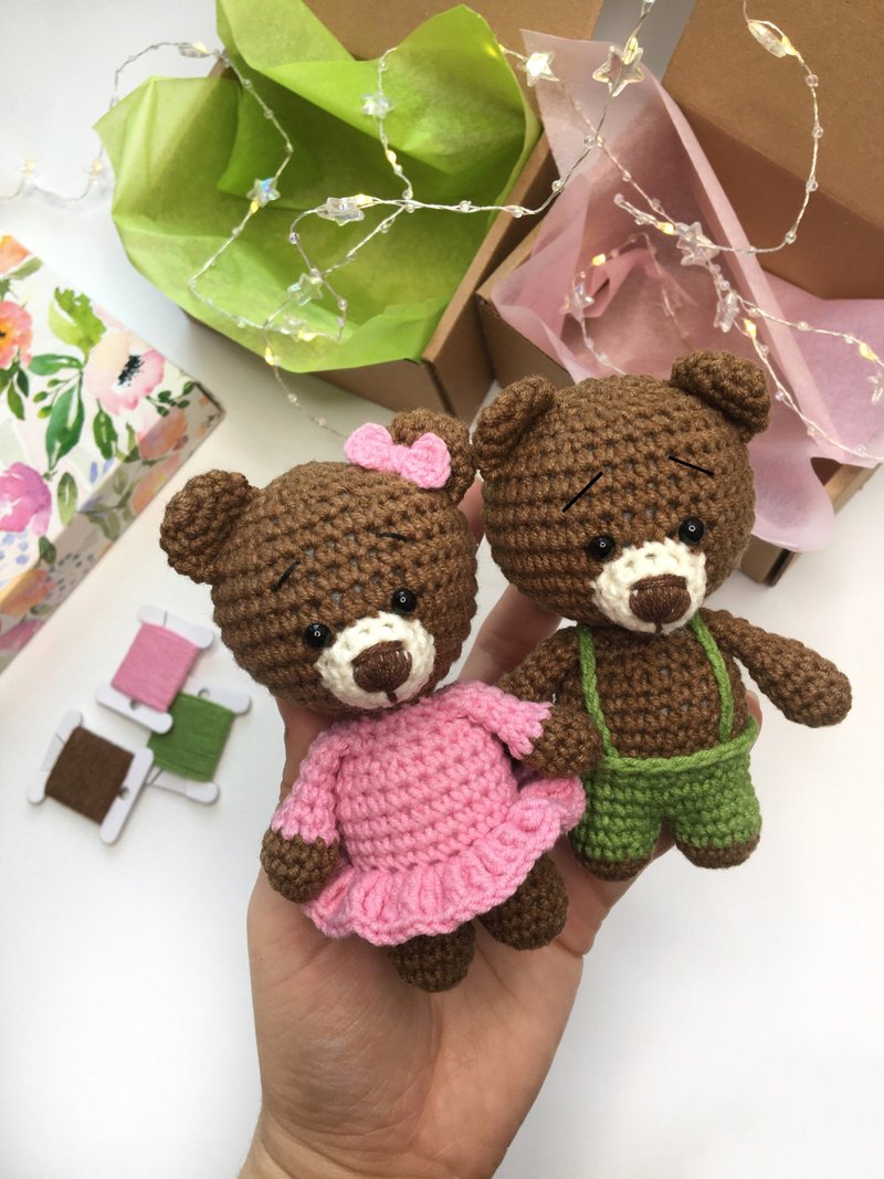 Miniature bear doll, little bear toy, woodland baby shower gift, bear toy - 玩具/玩偶 - 其他材质 咖啡色