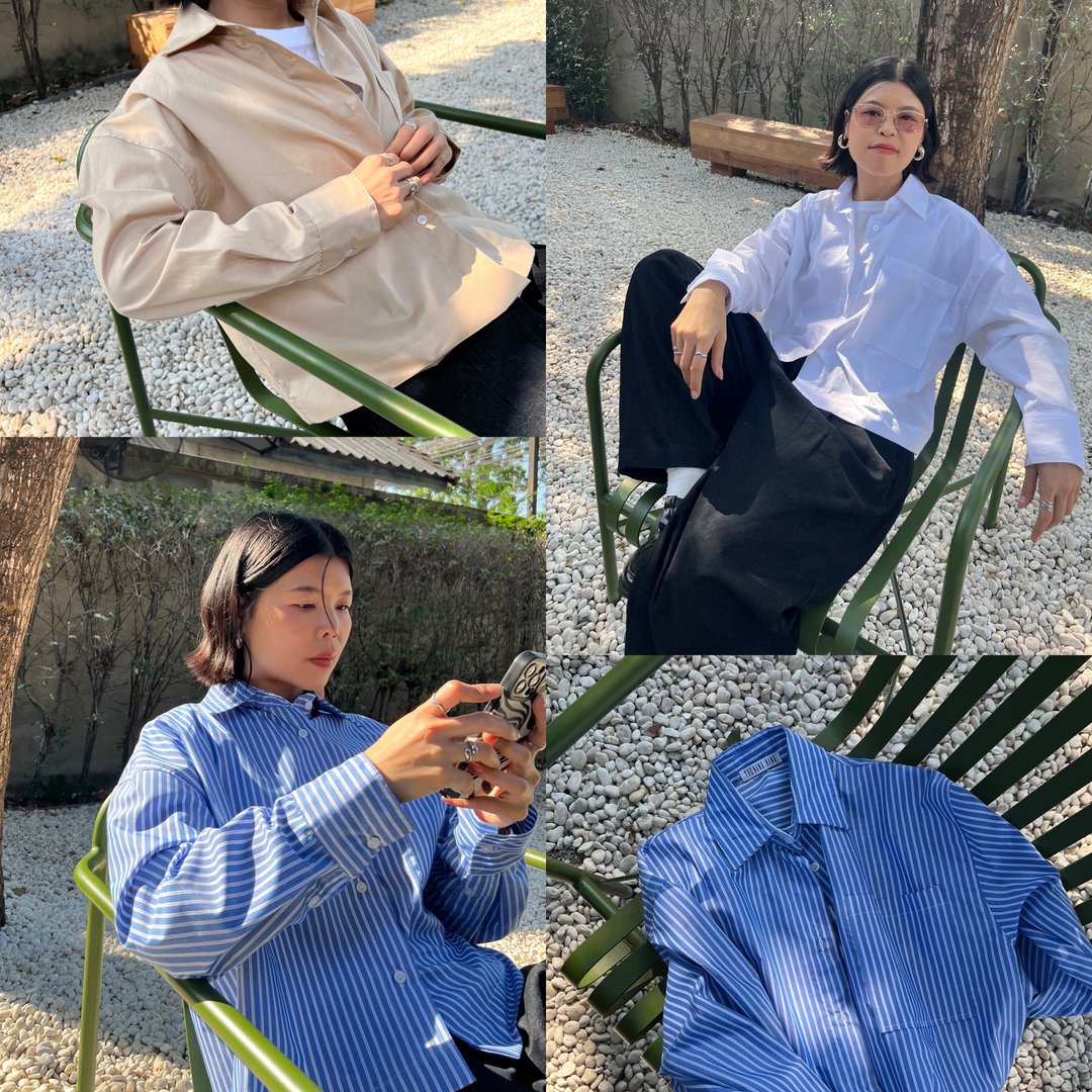 短版长袖衬衫 - 女装衬衫 - 其他材质 白色