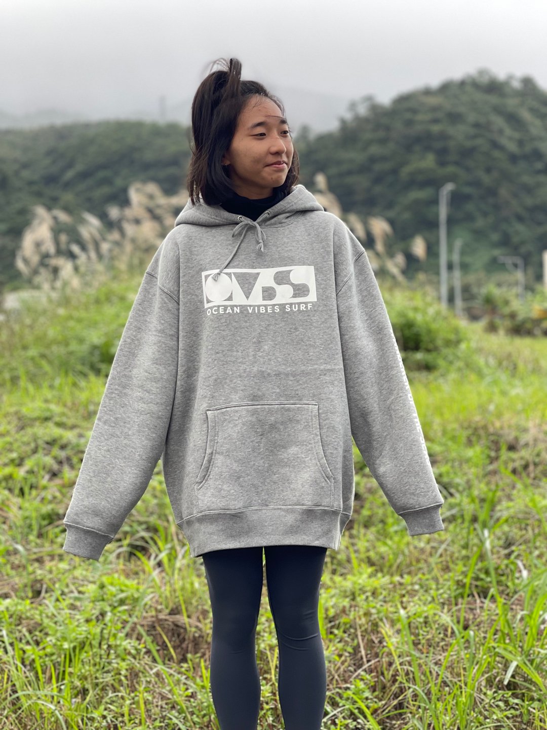 Ocean Vibes Surf Wanderer Hoodie - 中性连帽卫衣/T 恤 - 棉 银色