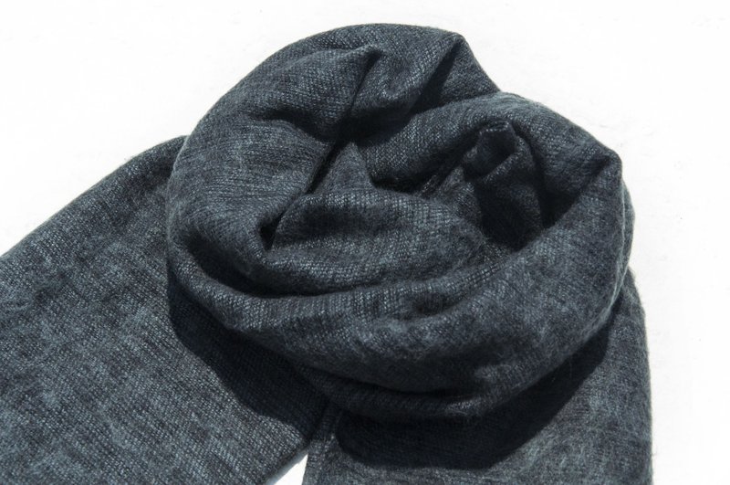 纯羊毛披巾/针织围巾/针织披巾/盖毯/纯羊毛围巾/羊毛披巾-日本风 - 围巾/披肩 - 羊毛 黑色