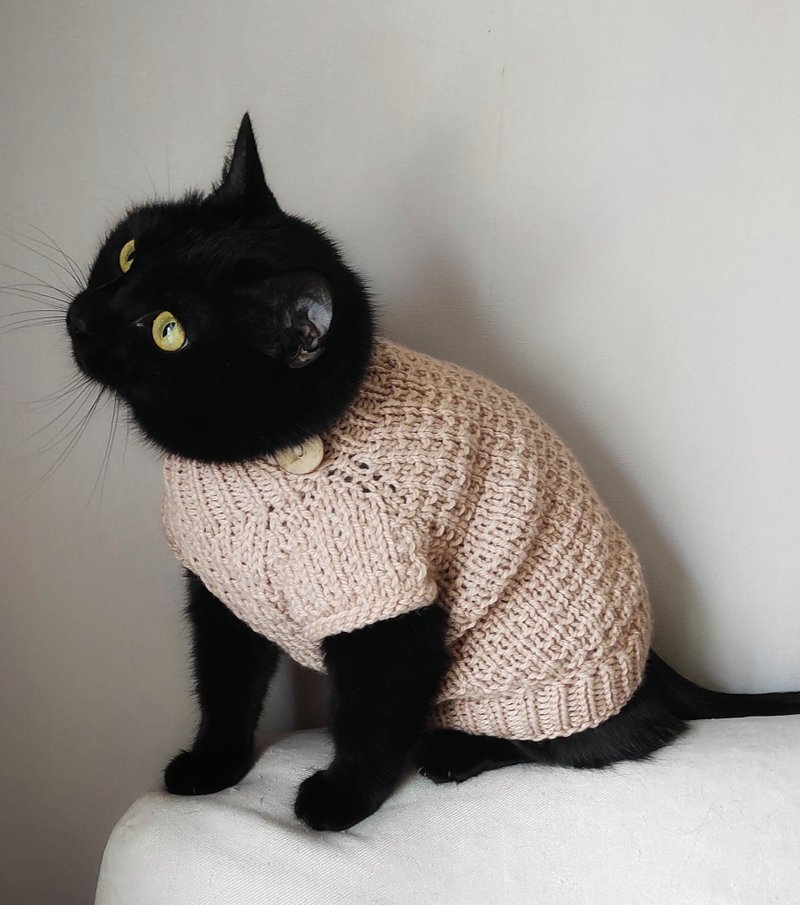 Pet jumper Cat sweater Hand knit pet clothing Knitwear for cats Dog sweater - 衣/帽 - 羊毛 