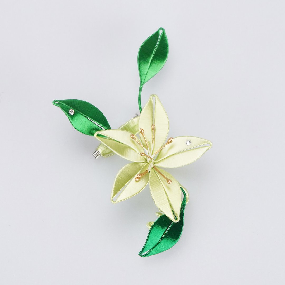 春仔花百合花胸针 | 手工缠花工艺衬托优雅气质 - 胸针 - 绣线 多色
