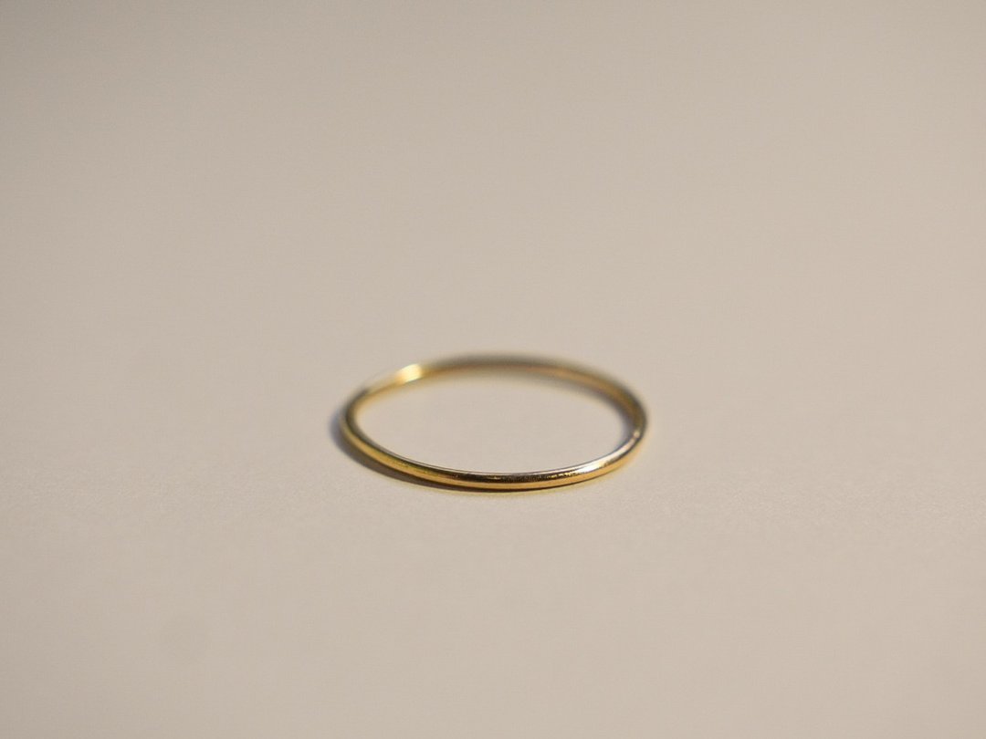 纯14K金 1.1 mm 极细线戒指 关节戒 尾戒 - 戒指 - 贵金属 金色