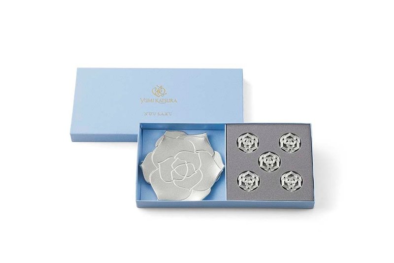 甜蜜约定花托筷架礼盒组 - 盘子/餐盘/盘架 - 贵金属 银色