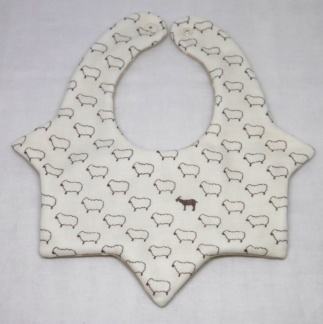 Japanese Handmade 8-layer-gauze Baby Bib - 围嘴/口水巾 - 棉．麻 白色
